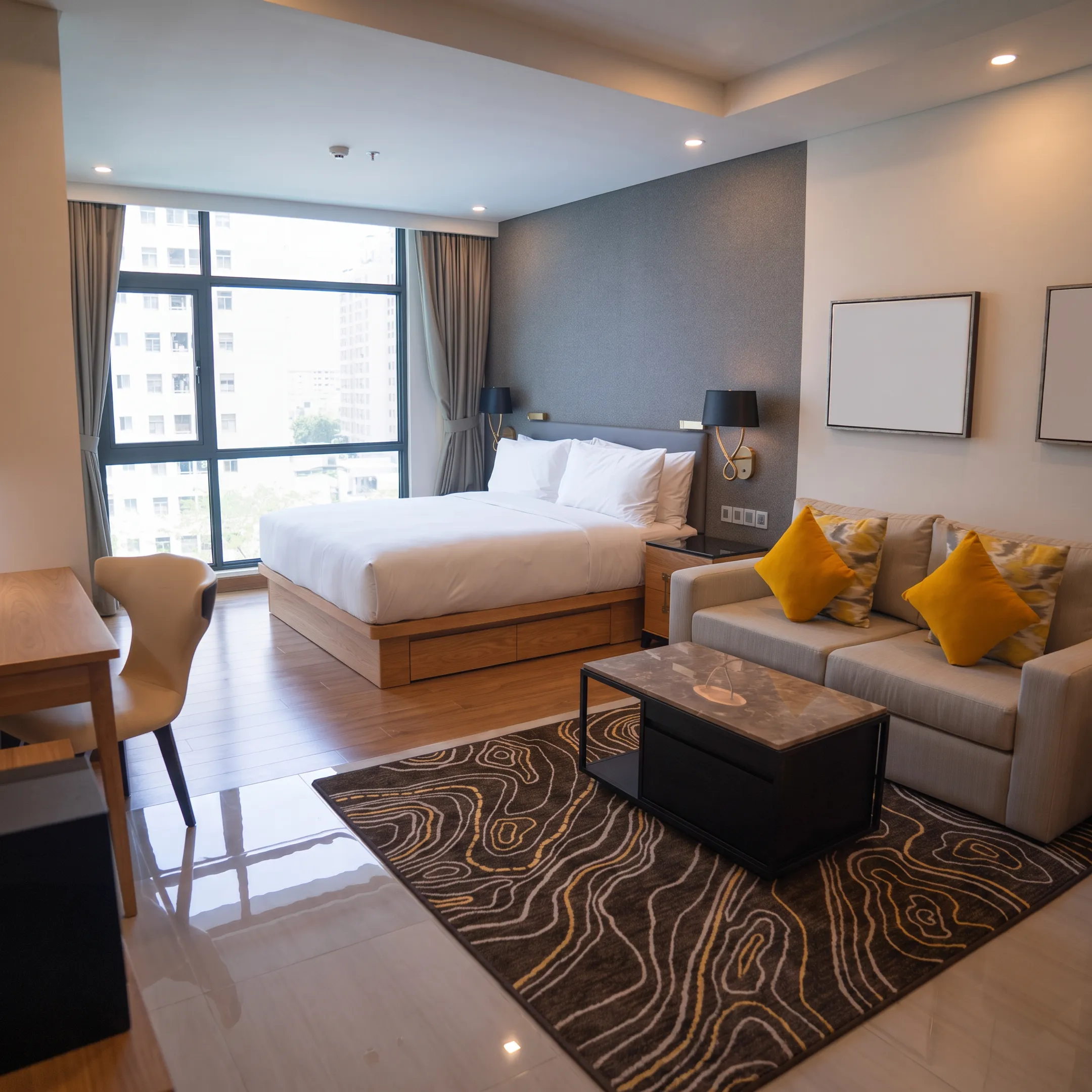 Professionally furnished apartment with workspace for a corporate traveler