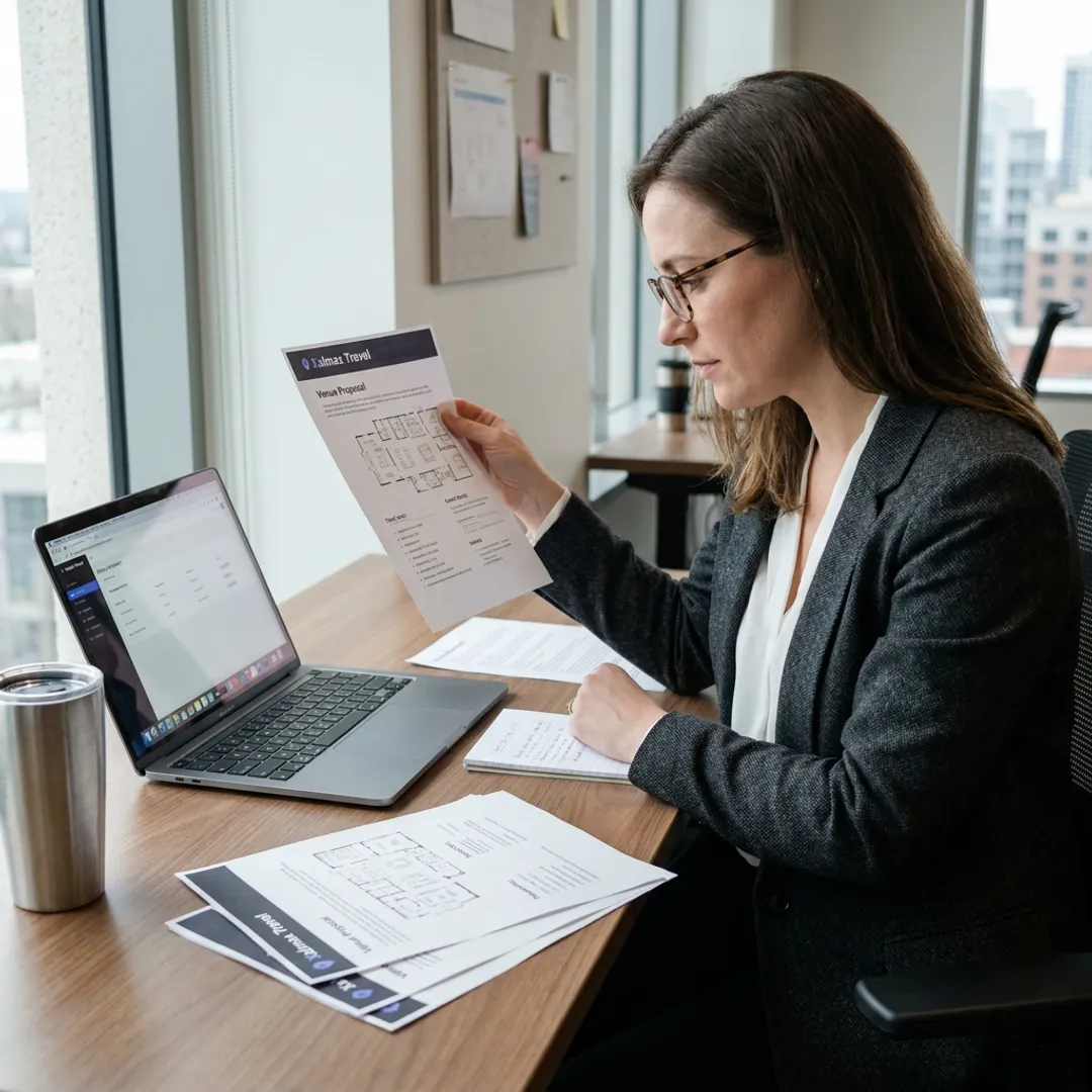 Planner reviewing Chicago venue proposals