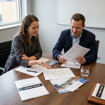 Corporate planners reviewing venue options