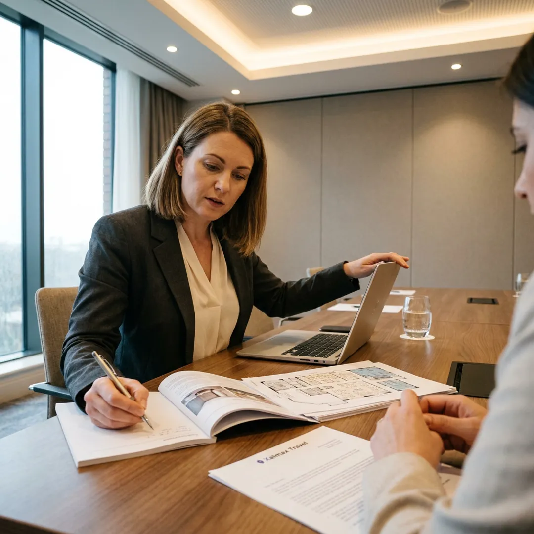 Event planner comparing corporate venue proposals