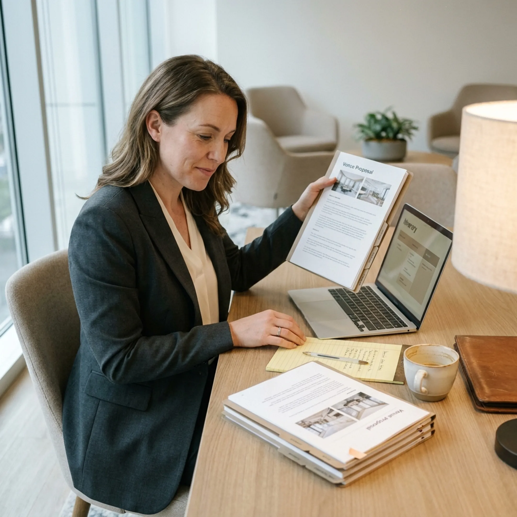 Planner reviewing corporate retreat venue options