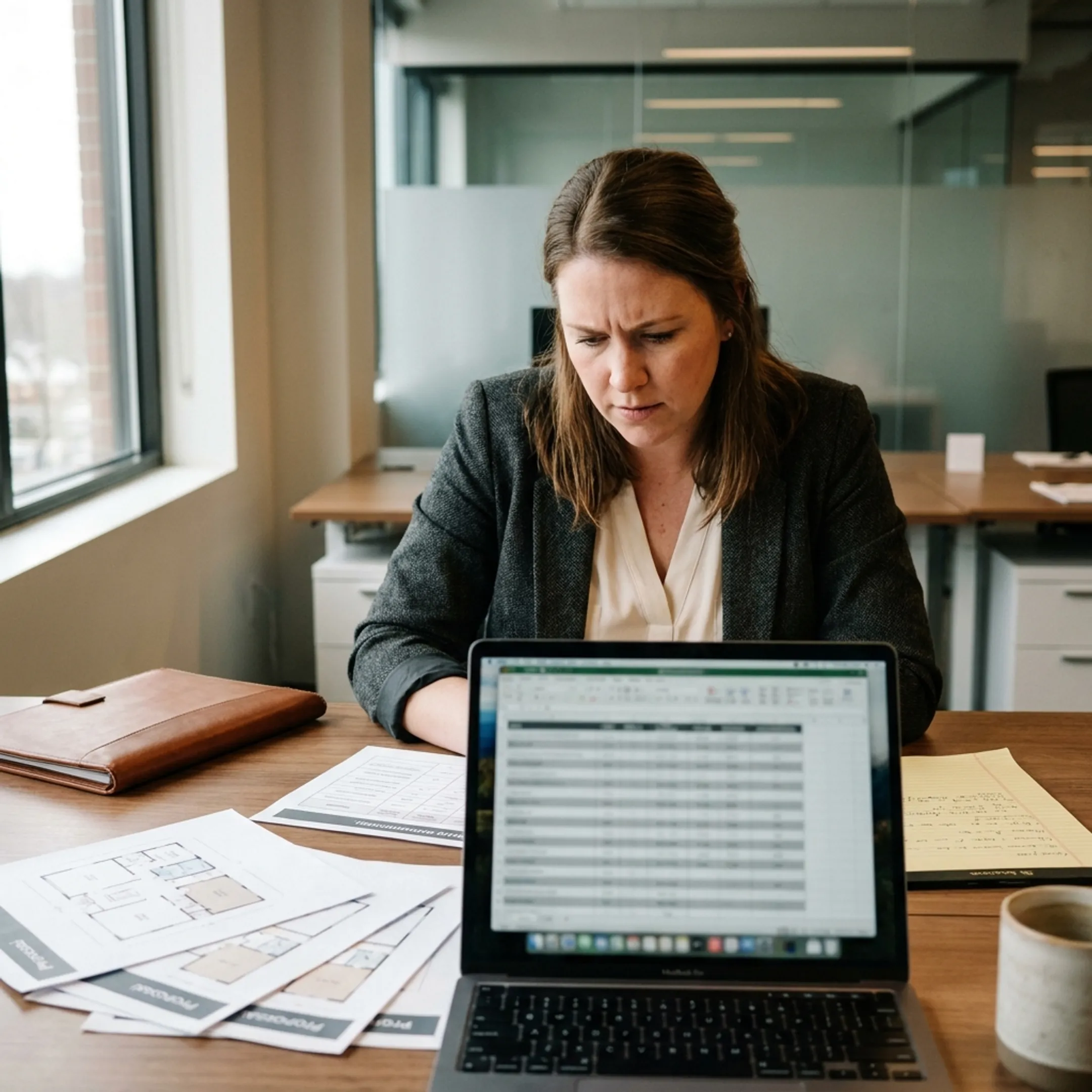 Planner reviewing corporate retreat venue proposals
