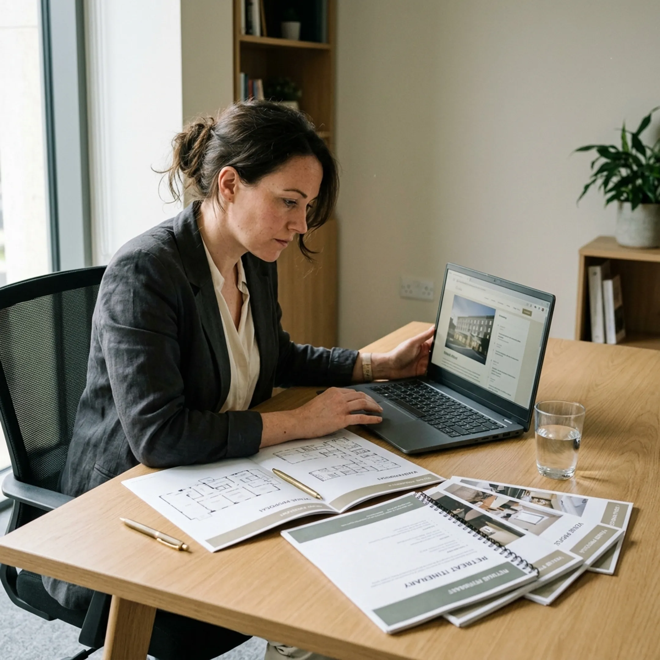 Planner reviewing corporate retreat venue options