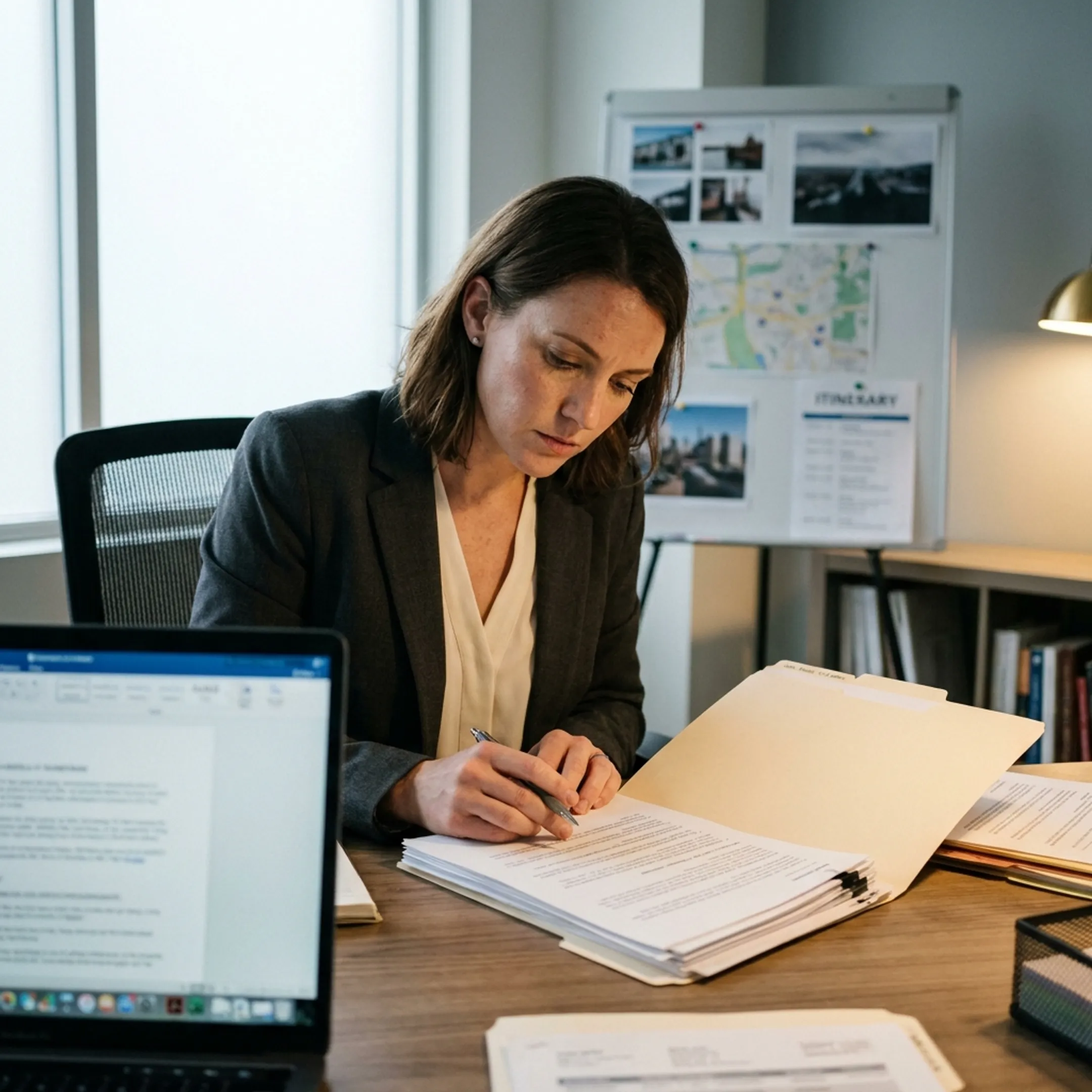Planner reviewing corporate retreat venue options