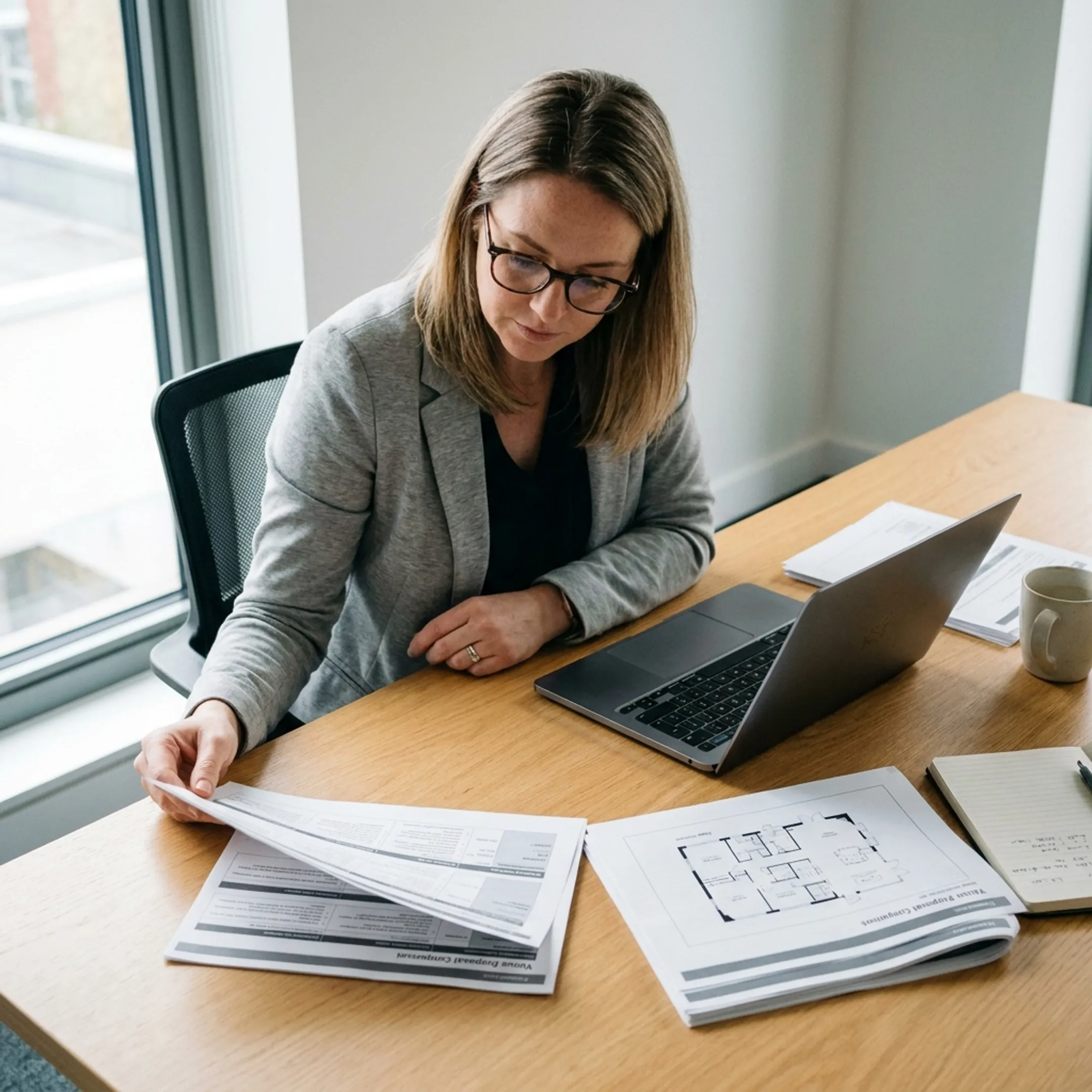 Planner reviewing corporate meeting venue options