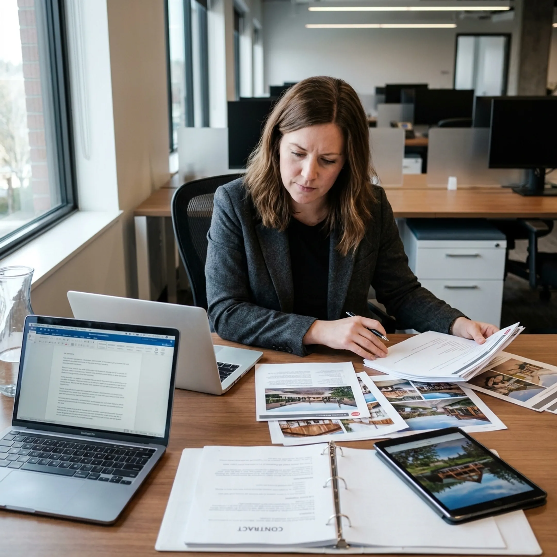 Planner reviewing corporate retreat venue options