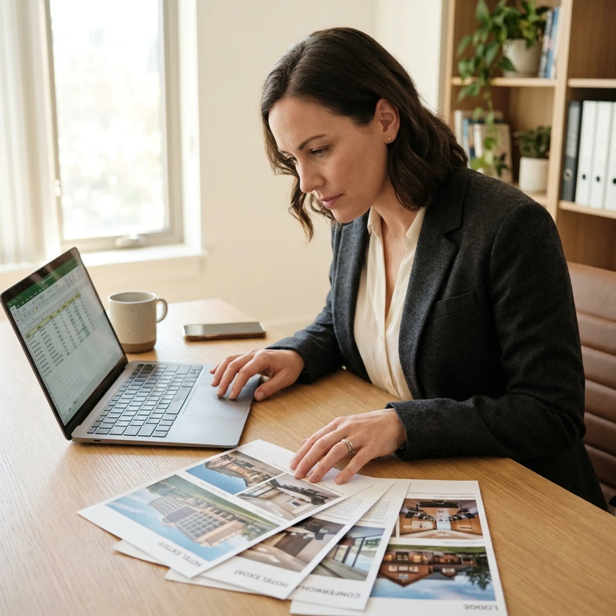 Planner reviewing corporate retreat venue options