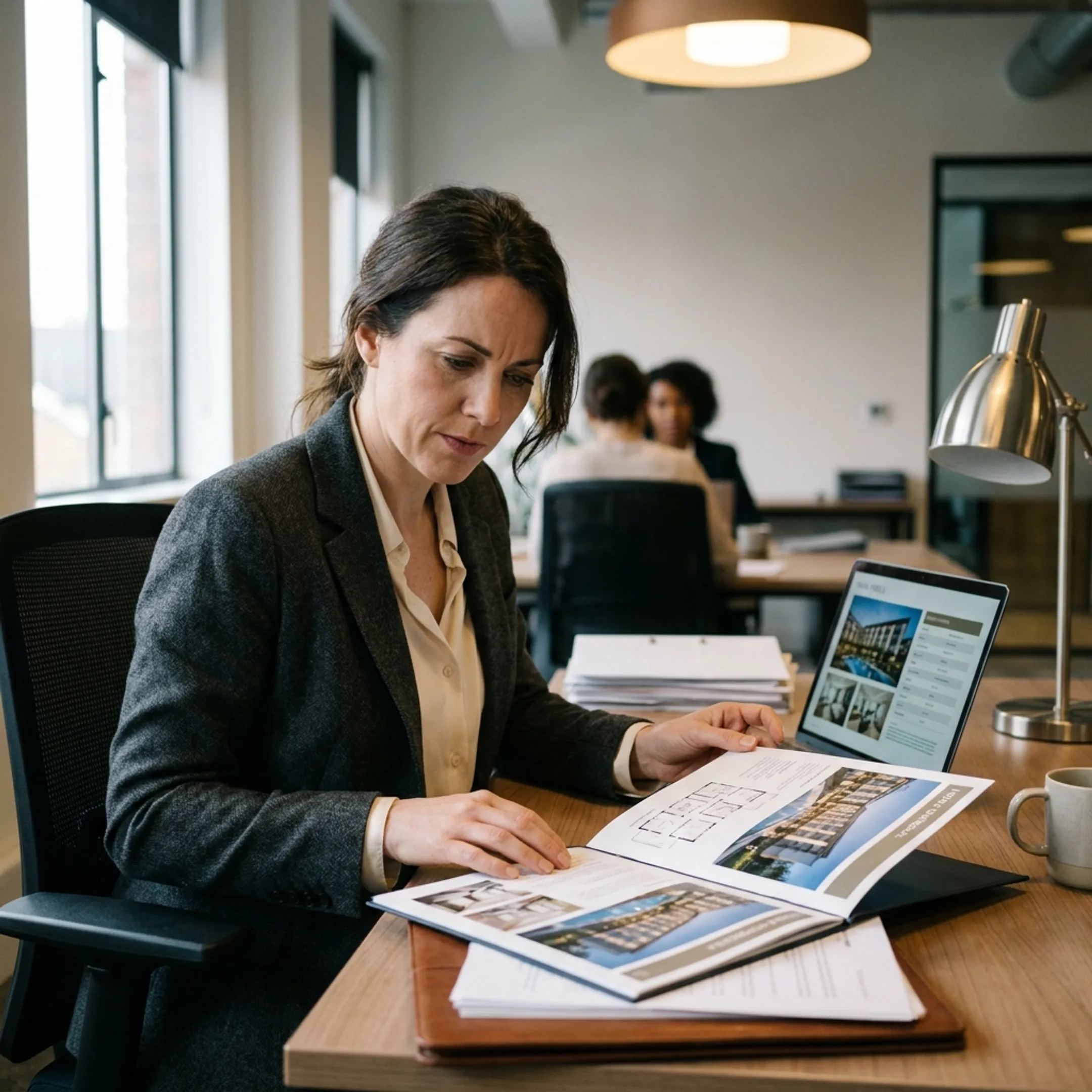 Planner reviewing corporate retreat venue options