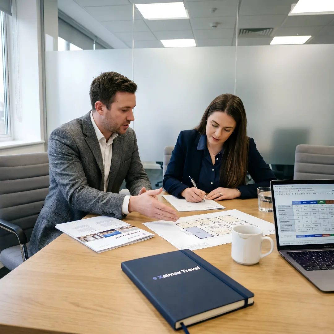 Corporate planners reviewing retreat venue options