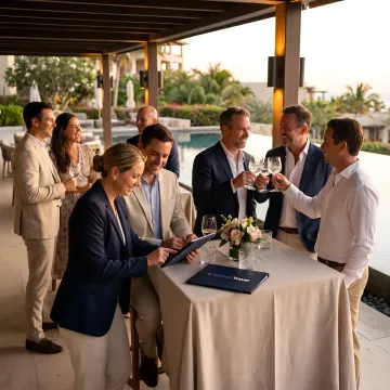 Corporate incentive travel group at a resort