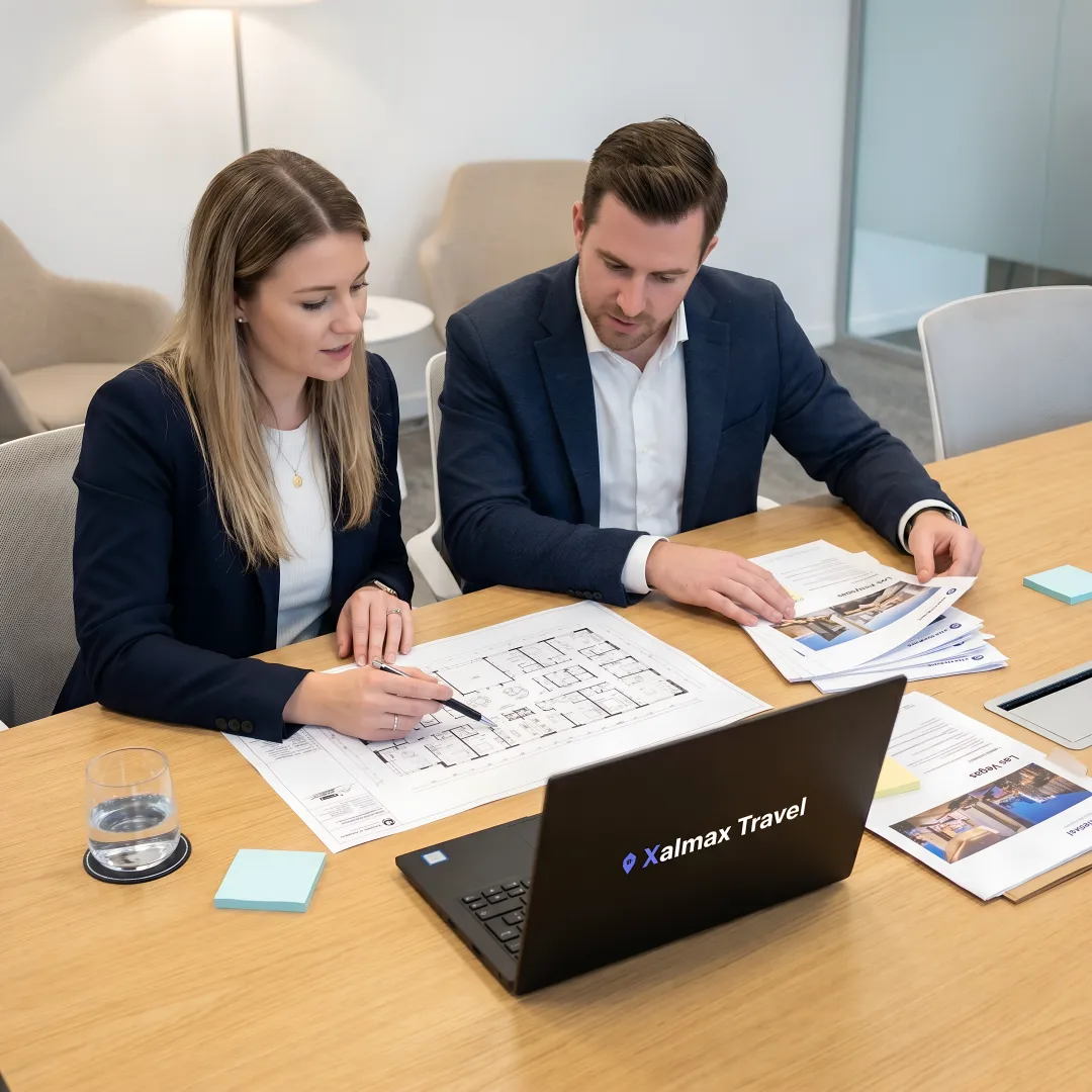 Corporate planners reviewing retreat venue options
