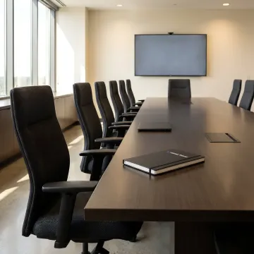 Modern corporate meeting space set for a business event