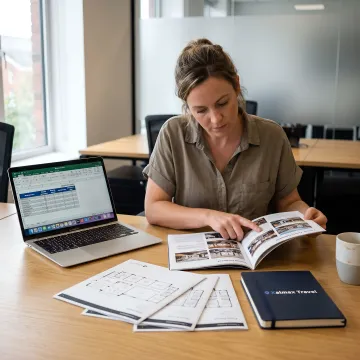 Planner reviewing venue options for a corporate meeting