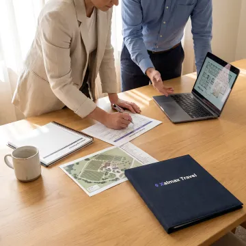 Corporate planners reviewing venue options