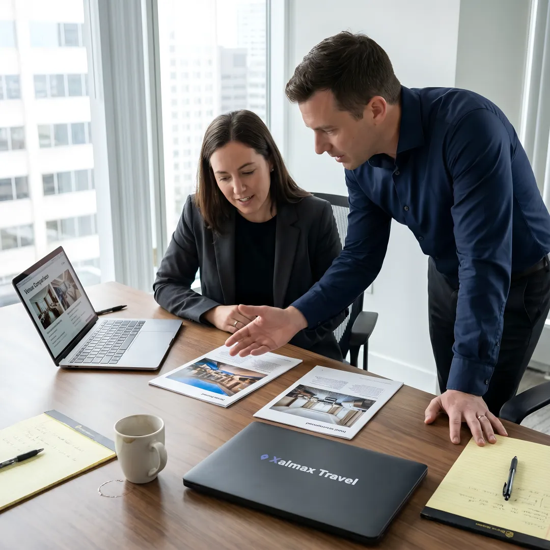 Corporate team planning retreat venue options