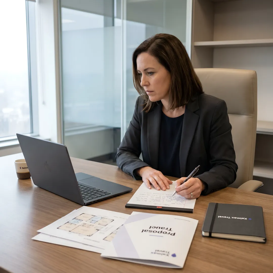 Planner reviewing team event venue options