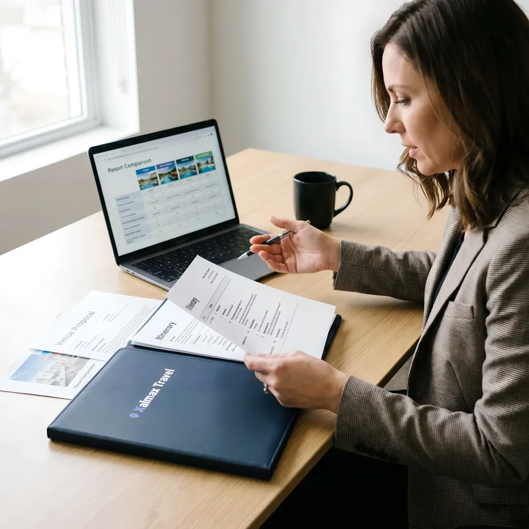 Corporate travel concierge planning session