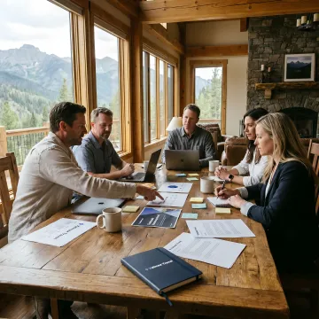 Corporate retreat event in Montana lodge setting