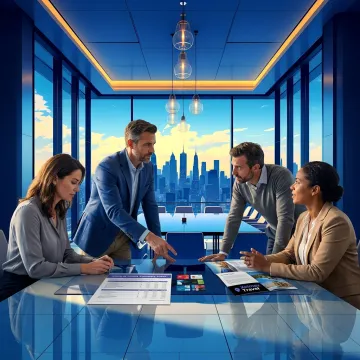 Corporate team reviewing rewards program benefits