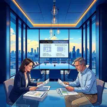 Modern corporate meeting venue with presentation setup
