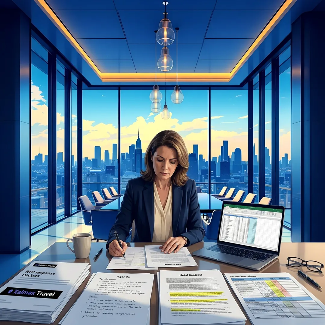 Corporate event planning process with venue proposals