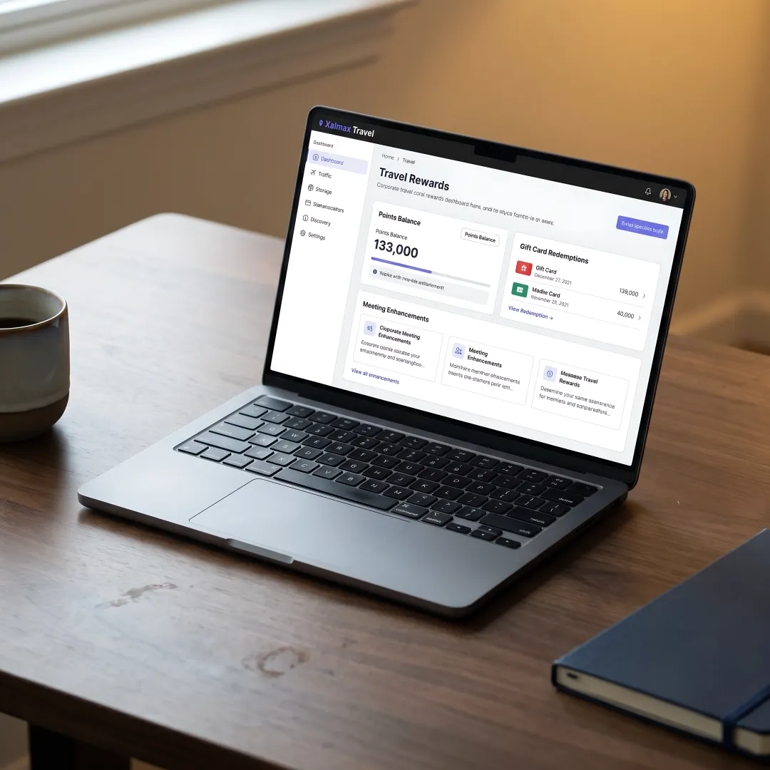 Rewards points dashboard for corporate travel
