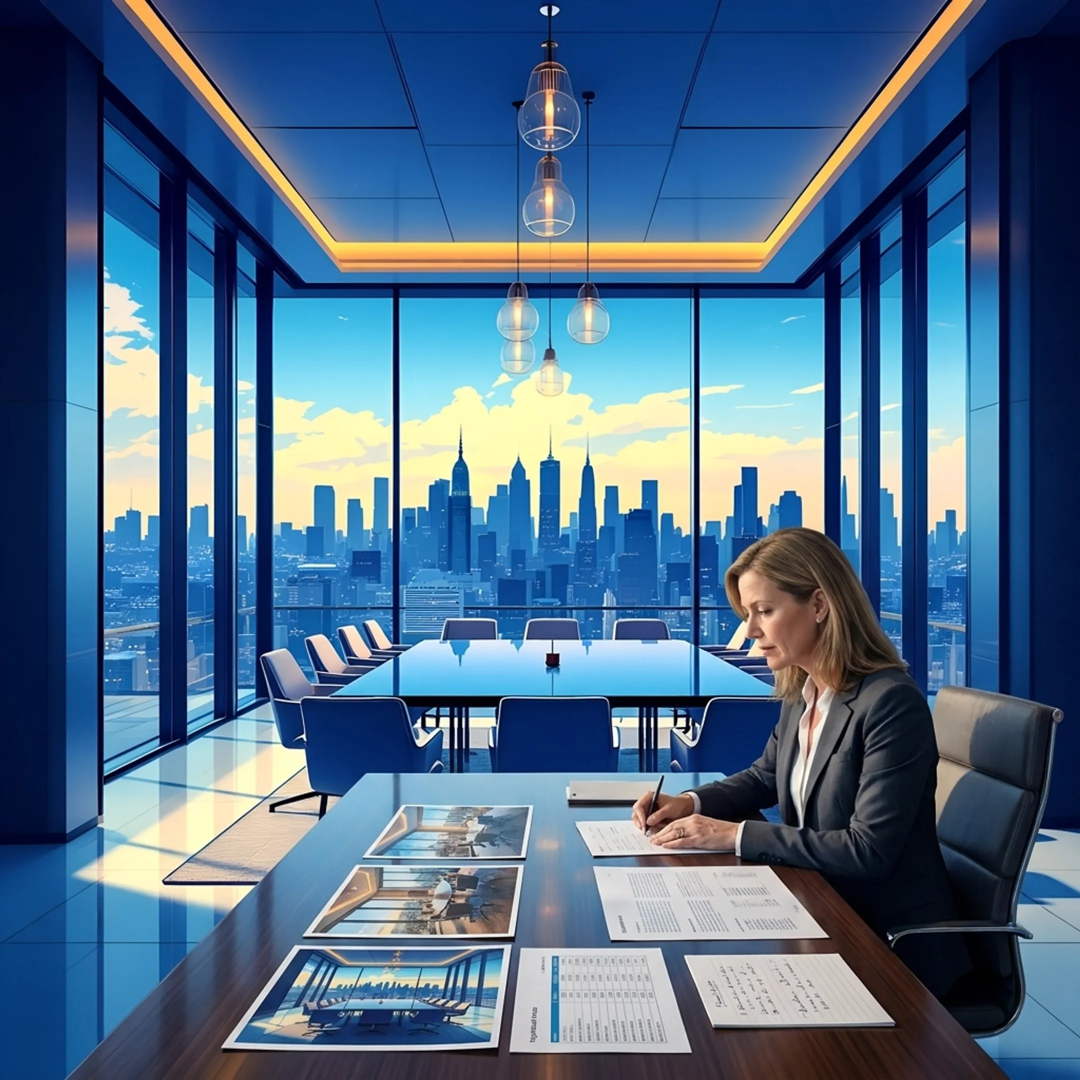 Consultant presenting corporate venue proposals to event planners