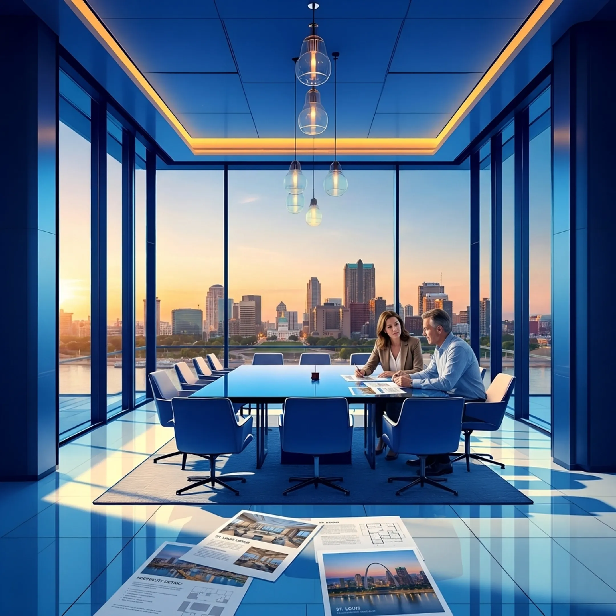 Planner reviewing corporate venue options with a client