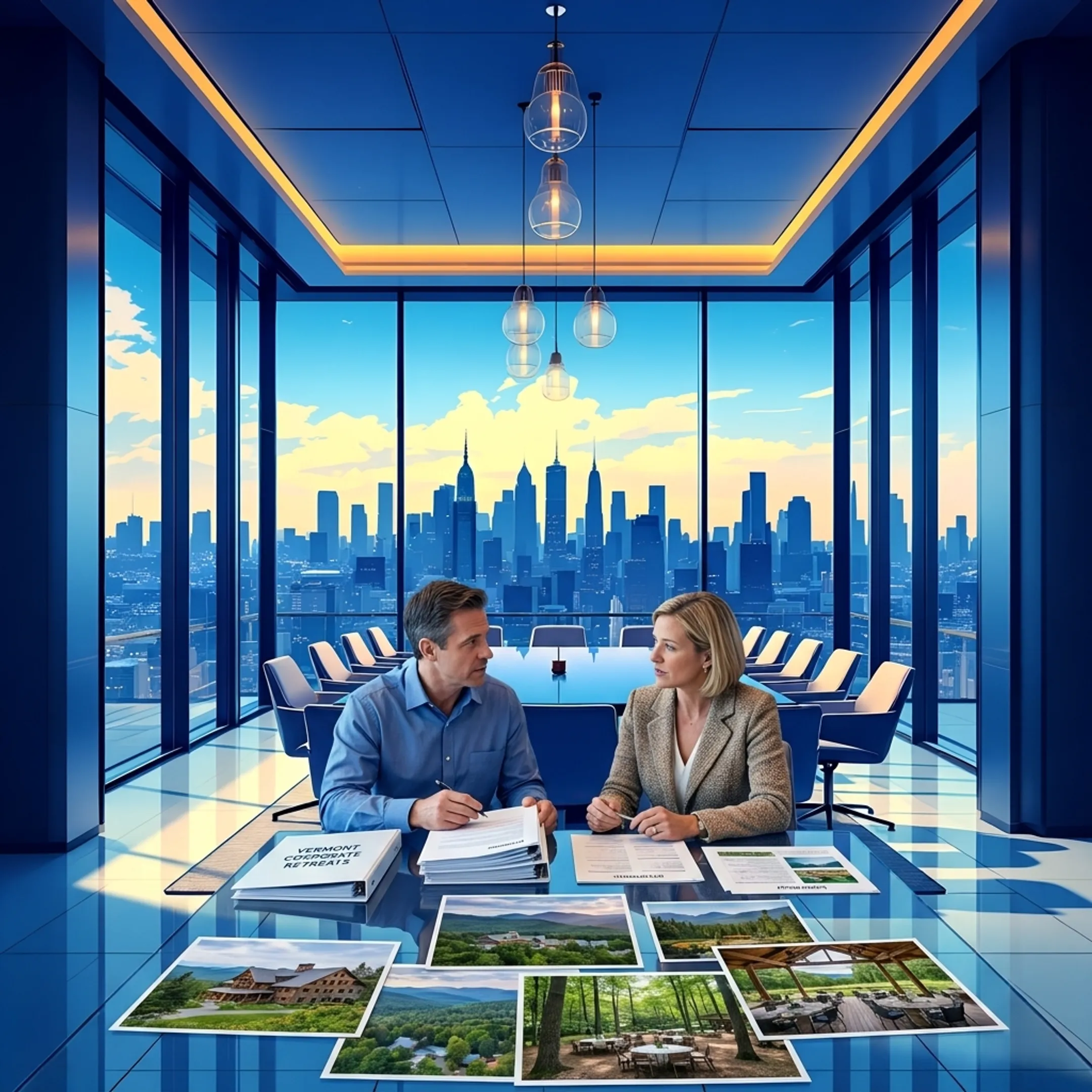Planner reviewing corporate retreat venue options