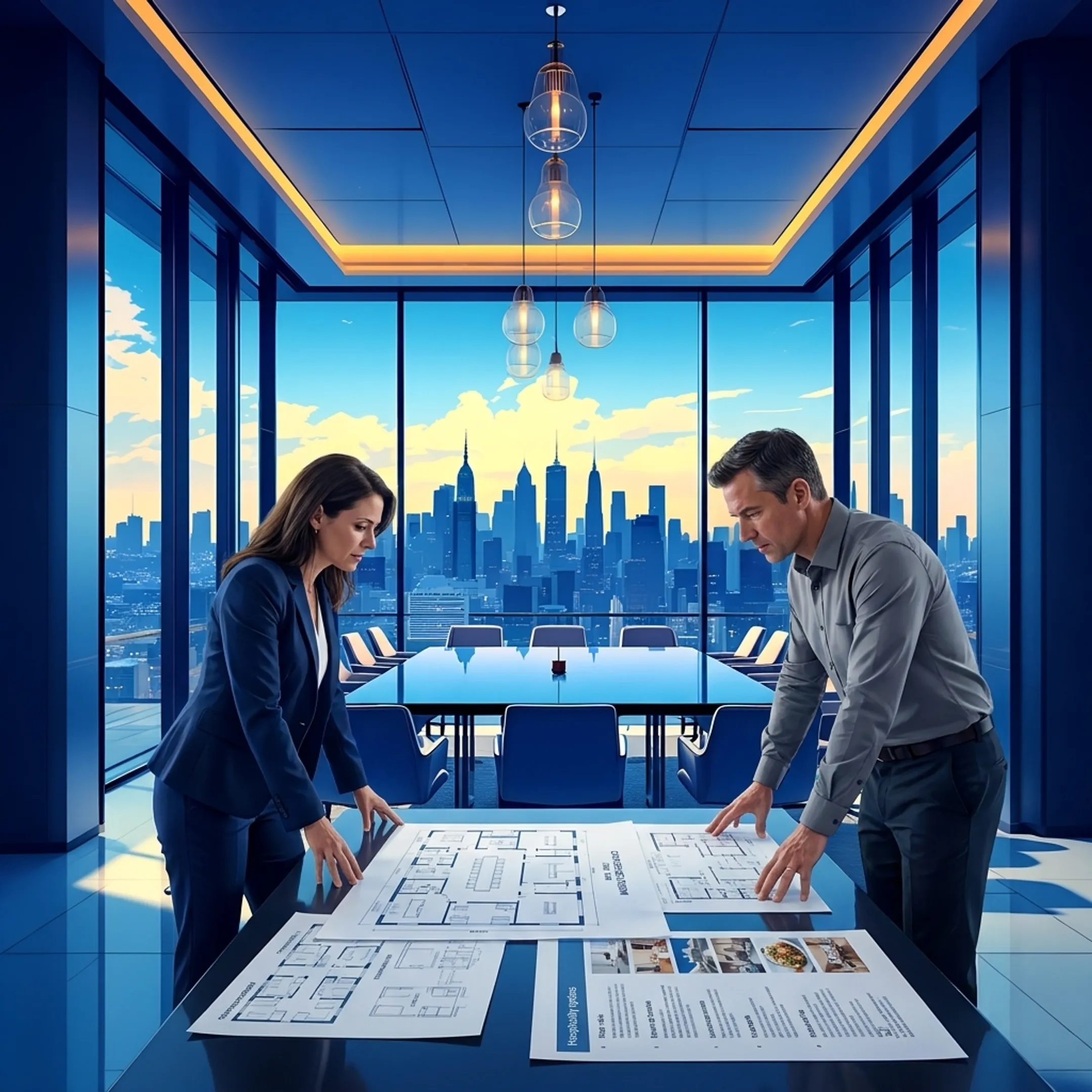 Planner comparing corporate venue options with a travel specialist
