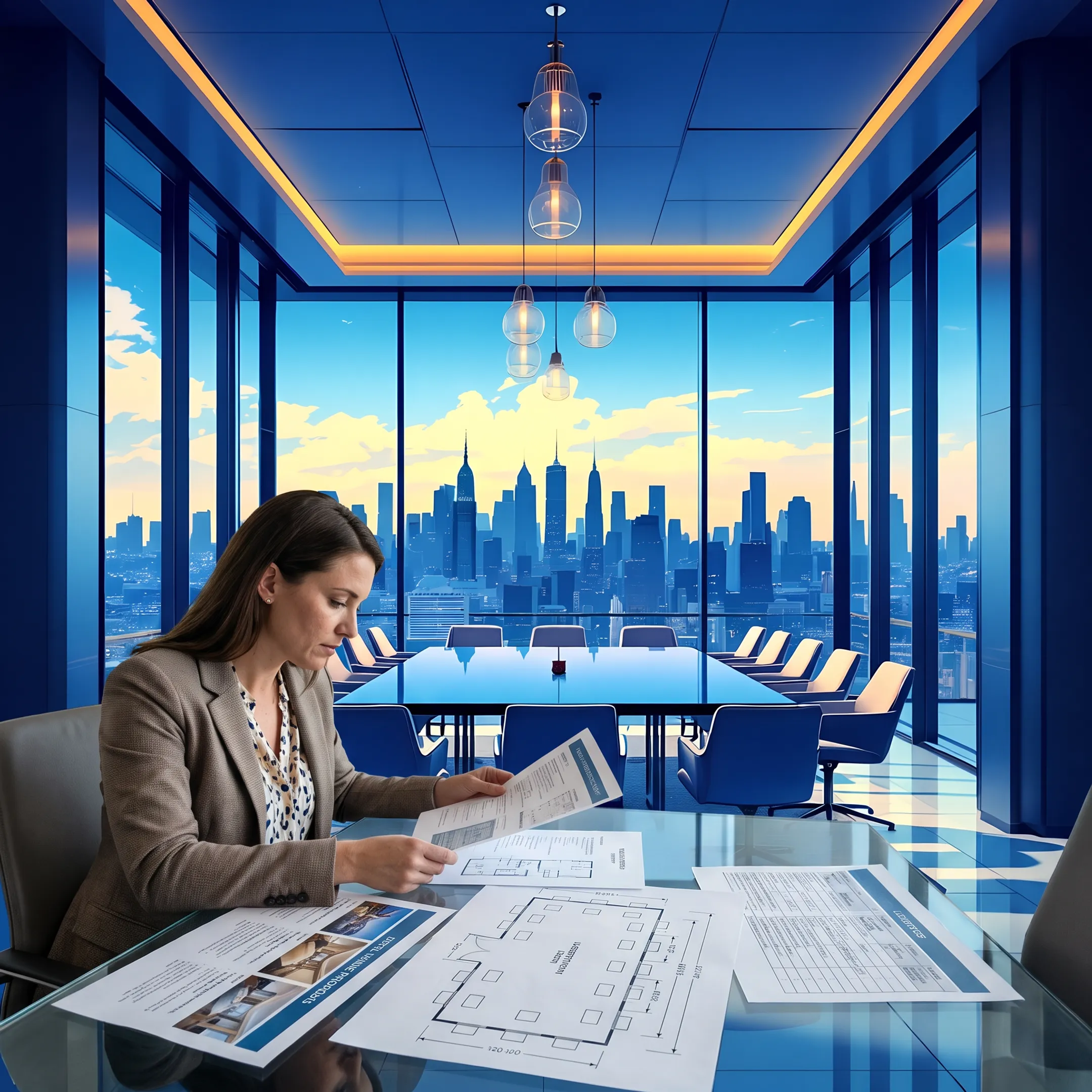 Corporate event coordinator comparing venue proposals for a Nashville business meeting