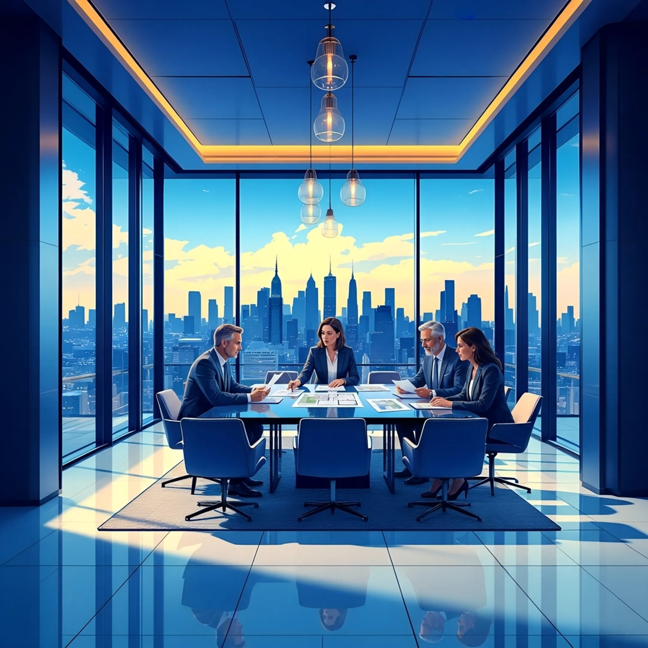 Planner reviewing leadership retreat venue options with corporate clients