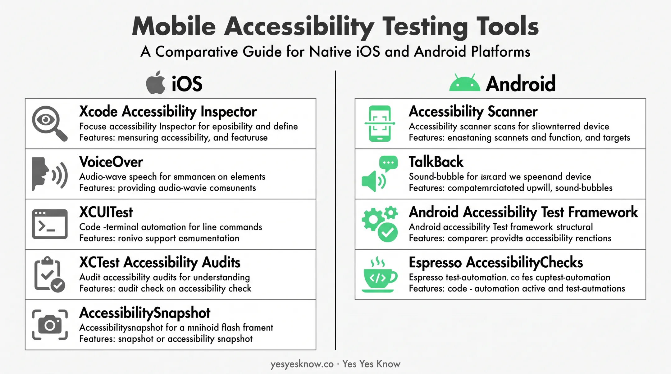 iOS versus Android mobile accessibility testing tools comparison chart