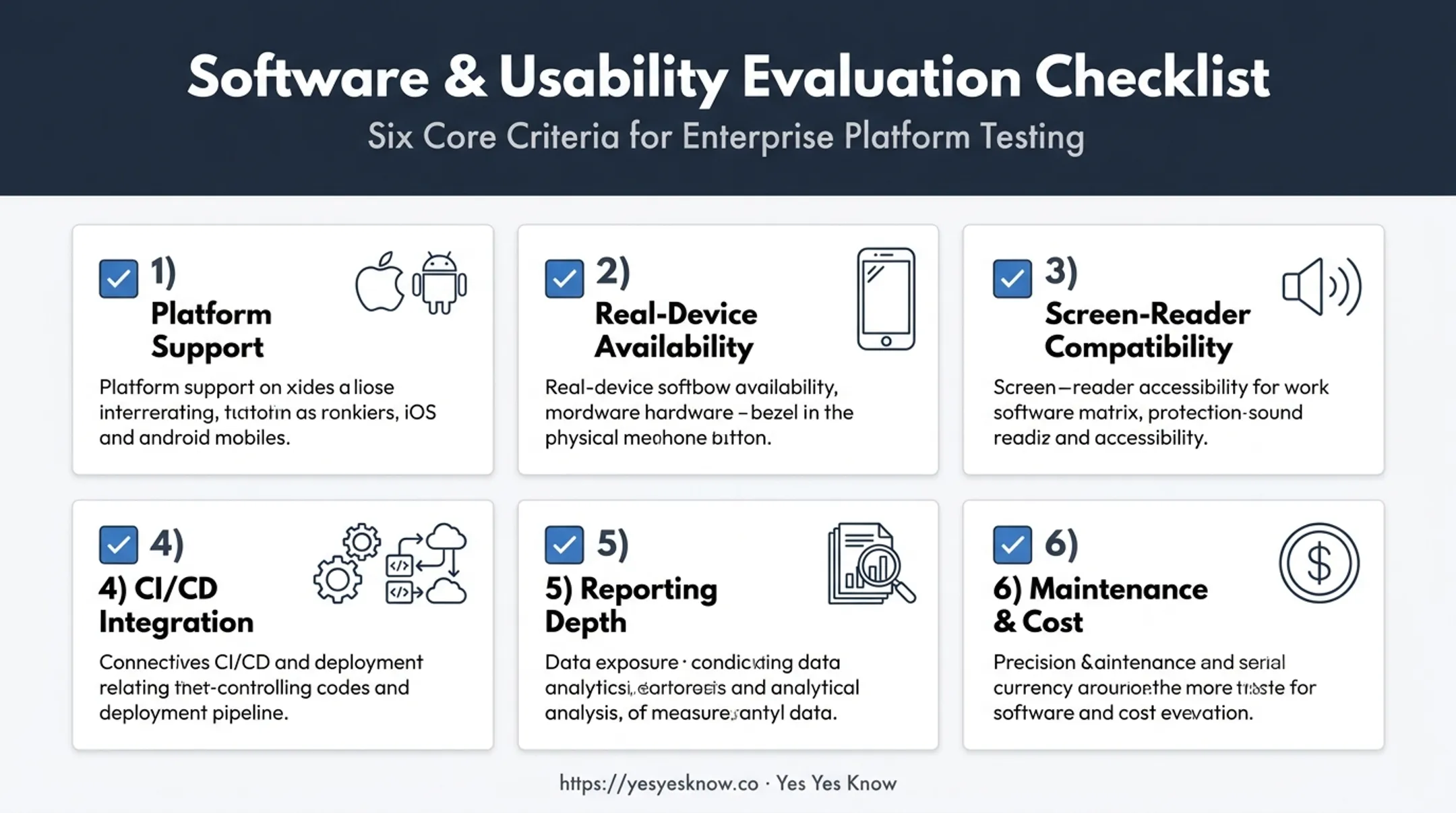 Six-point checklist for evaluating mobile accessibility testing tools