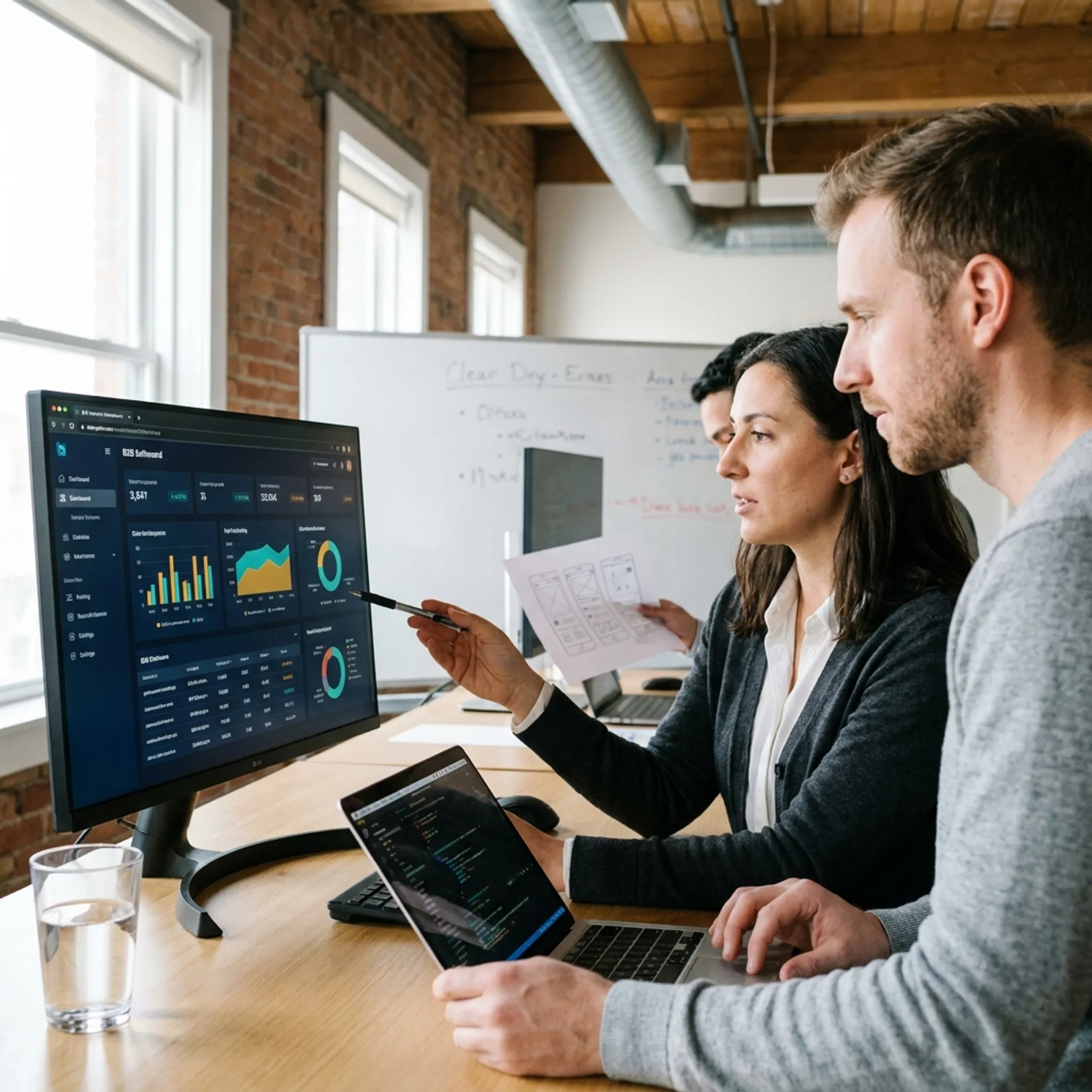 Web development team designing an accessible data-heavy software interface