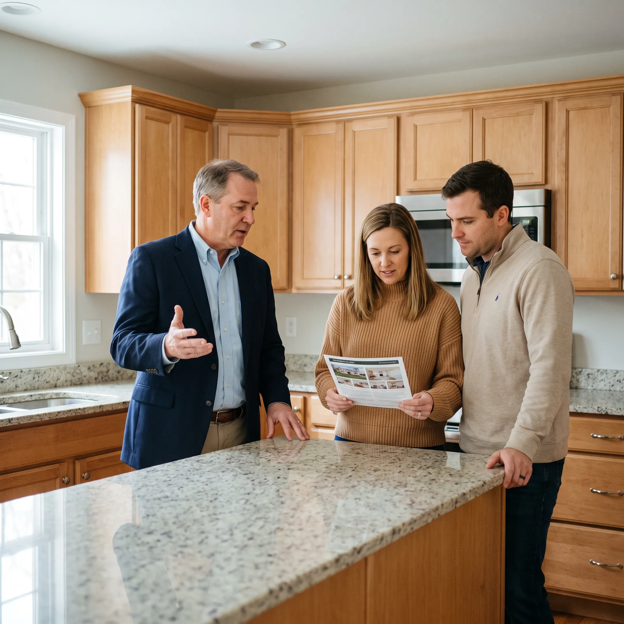 Real estate agent discussing York, PA homes with home buyers