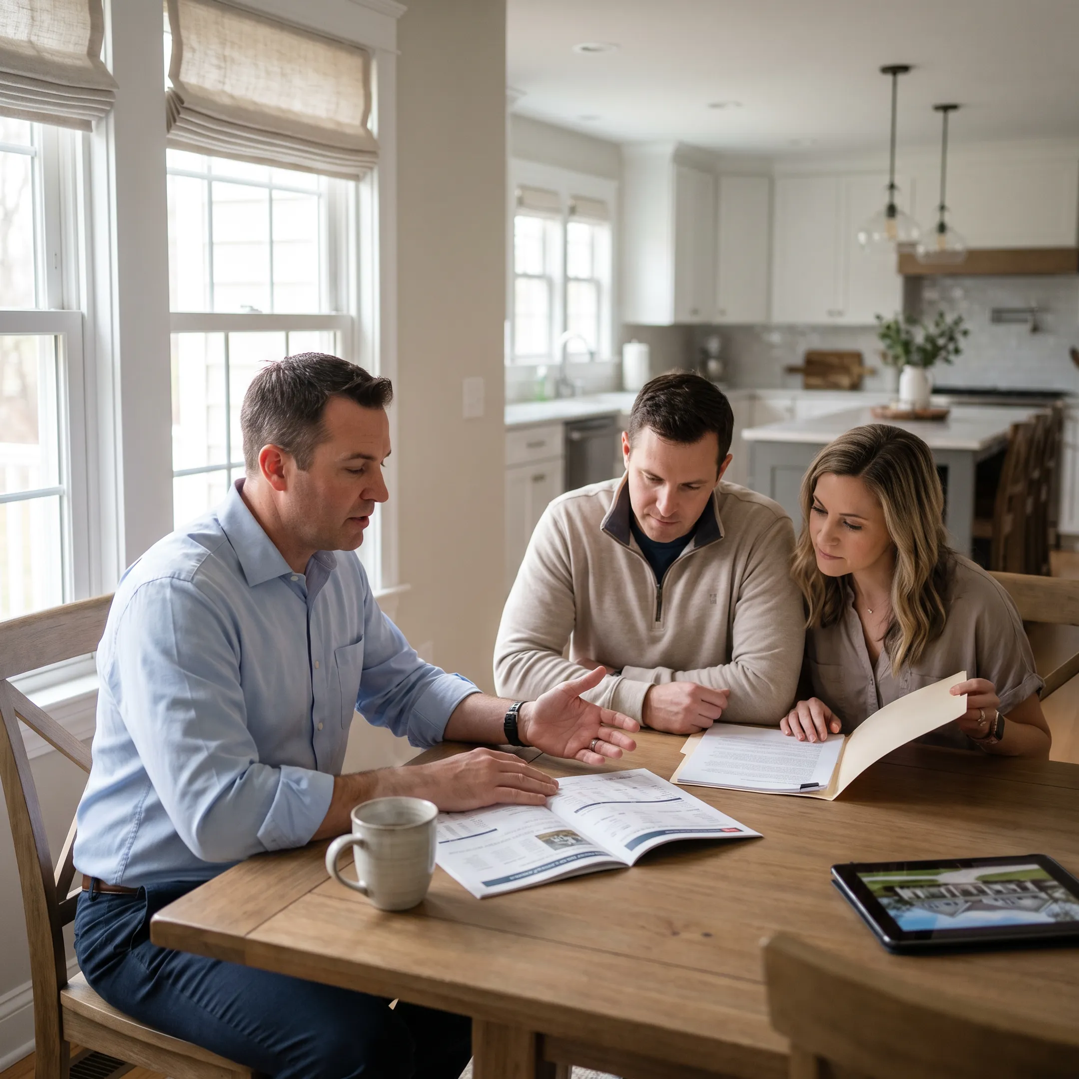 Real estate professional discussing a Red Lion home listing with a client
