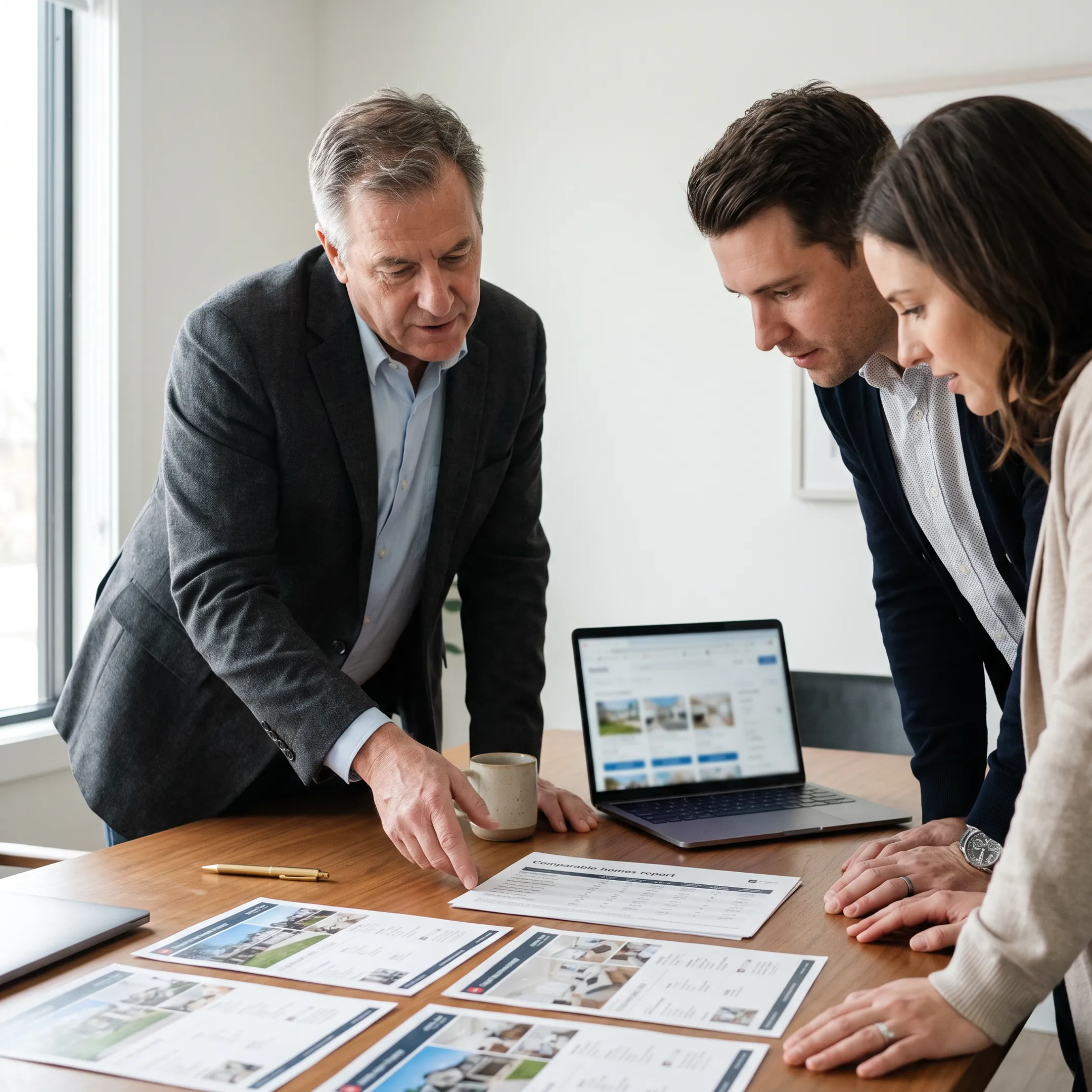Realtor reviewing East Prospect home listings with clients