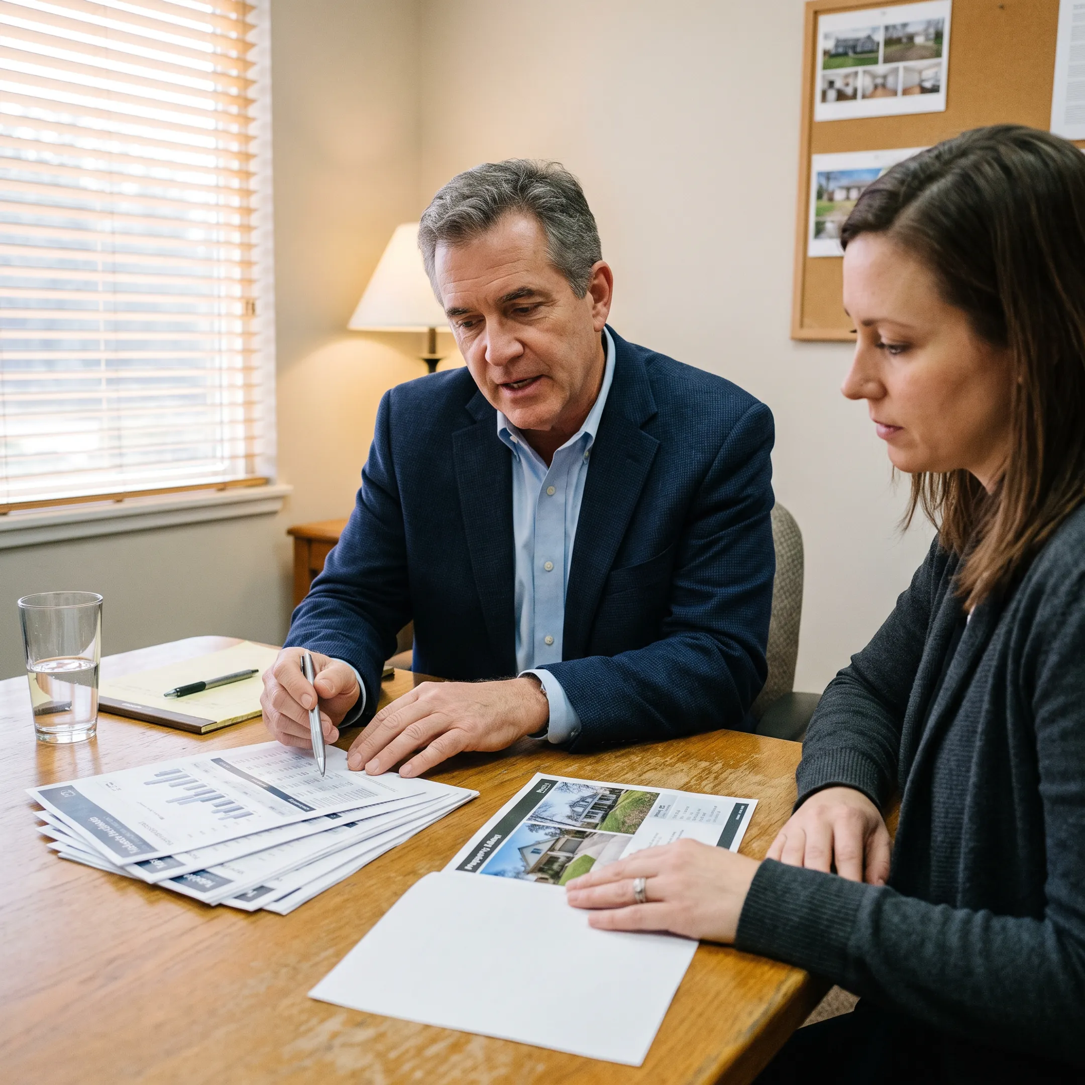 Realtor reviewing a property listing with a client