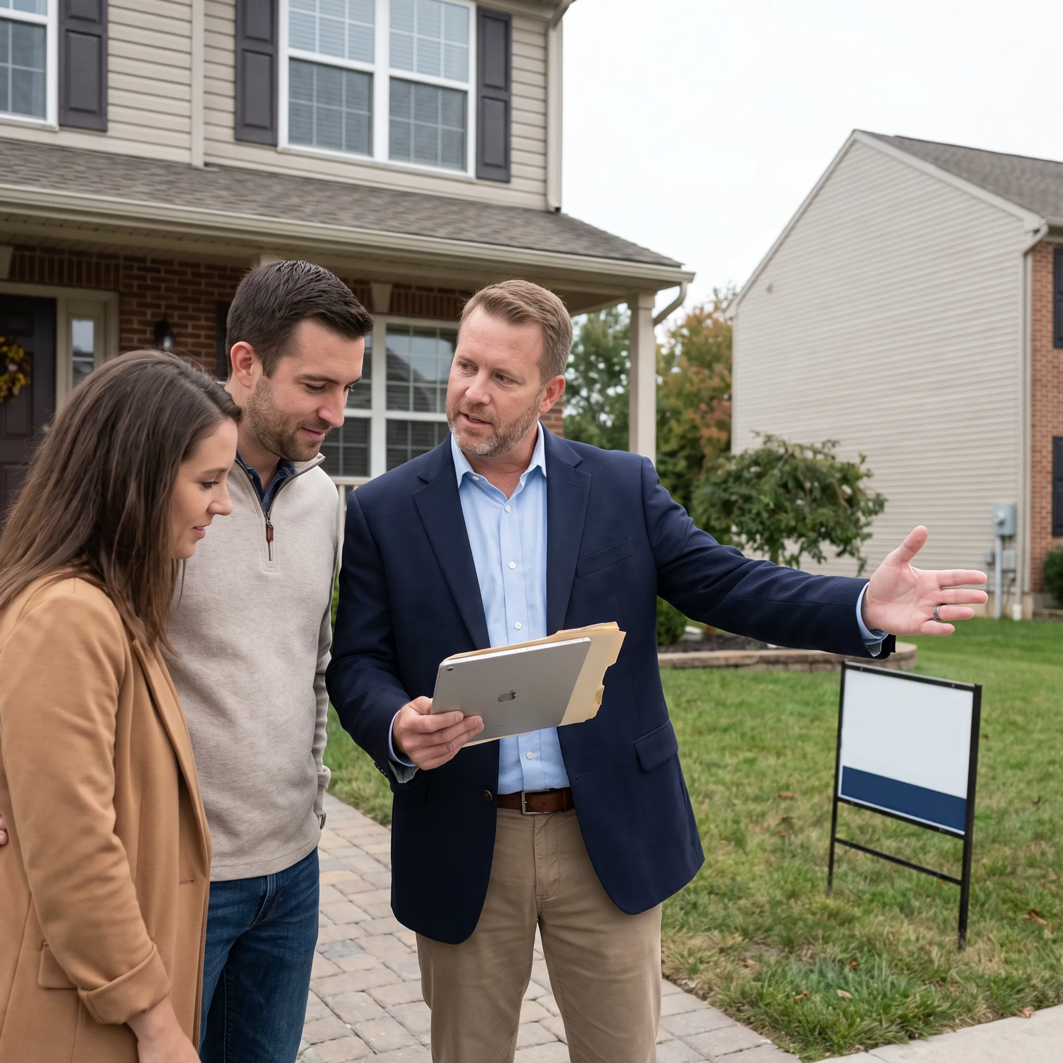 Real estate agent discussing a Hanover home purchase with clients