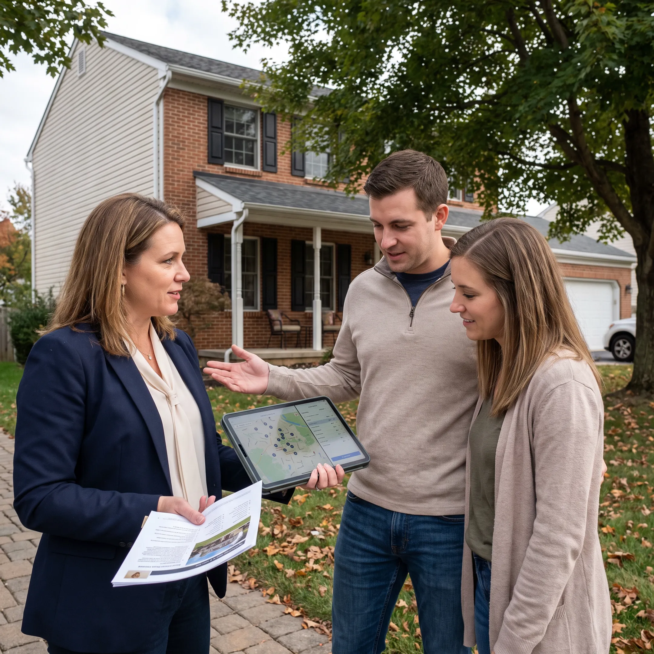 Buyers reviewing a Hanover property with a real estate professional