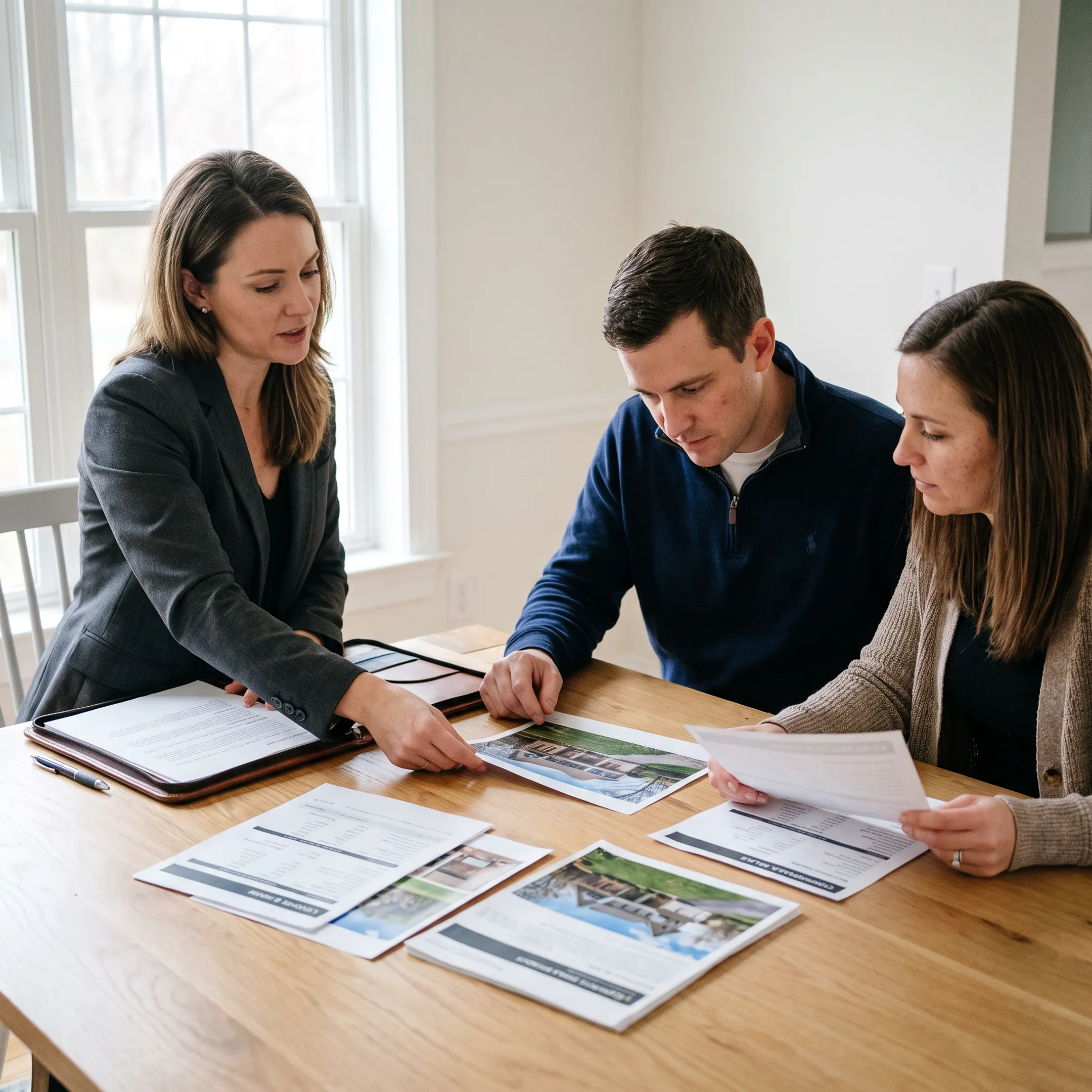 Agent and clients discussing a Glenville home purchase