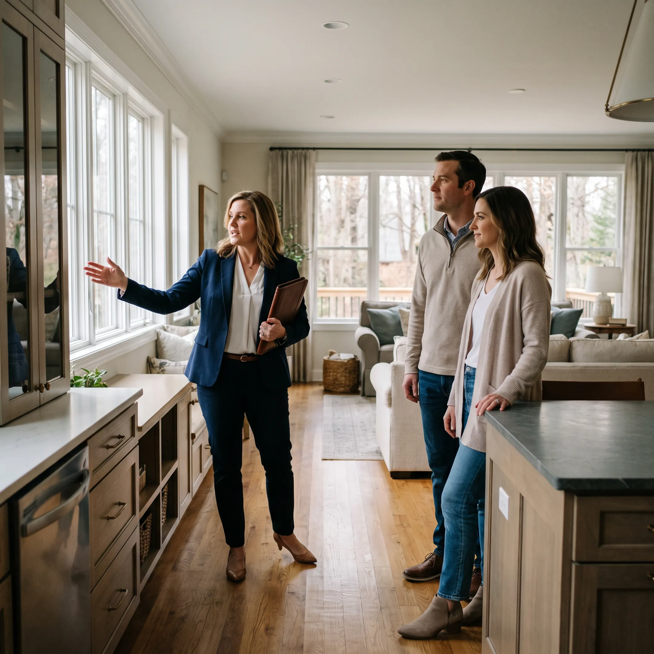 Realtor discussing a Southern York County property with home buyers