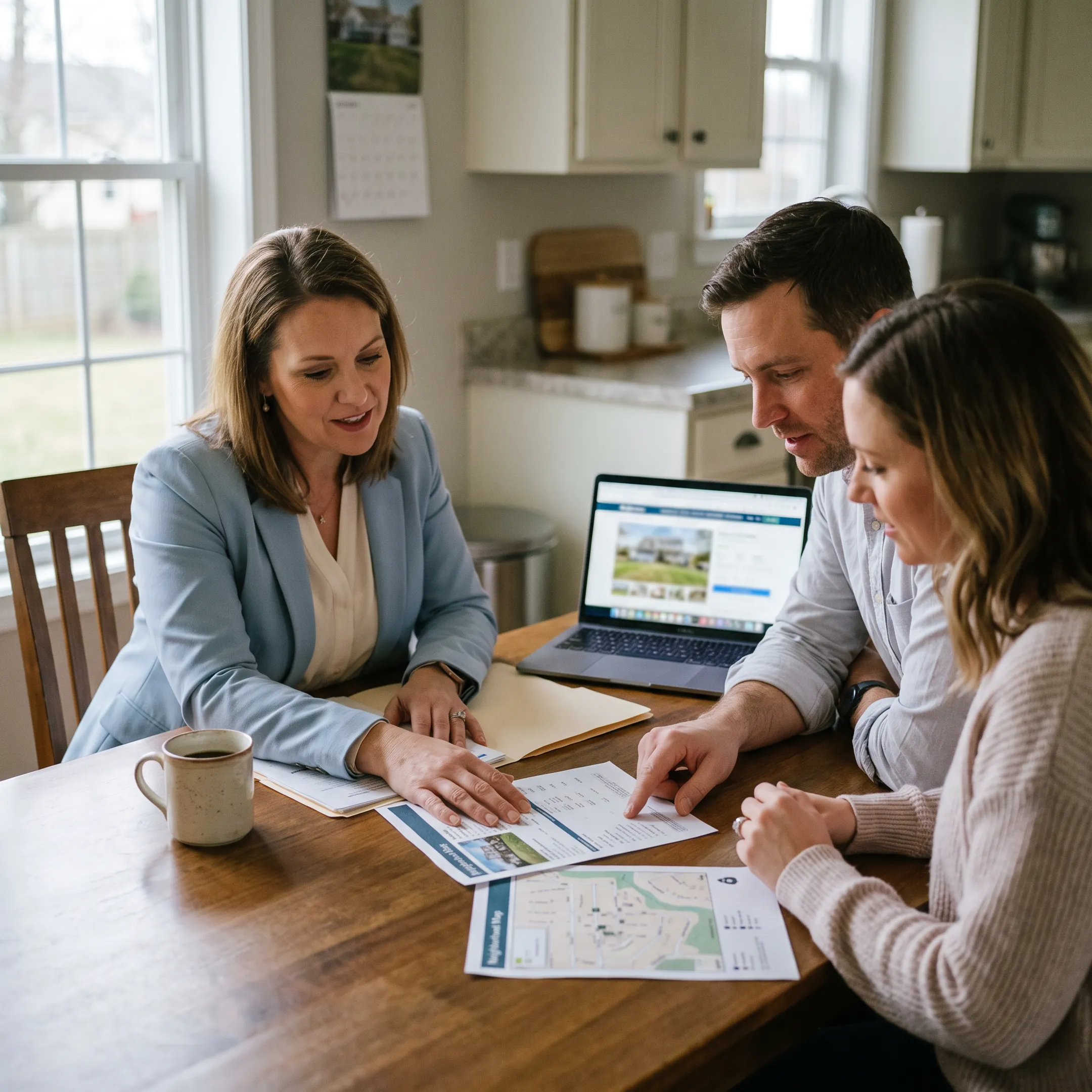 Real estate professional discussing a Delta, PA home search with clients