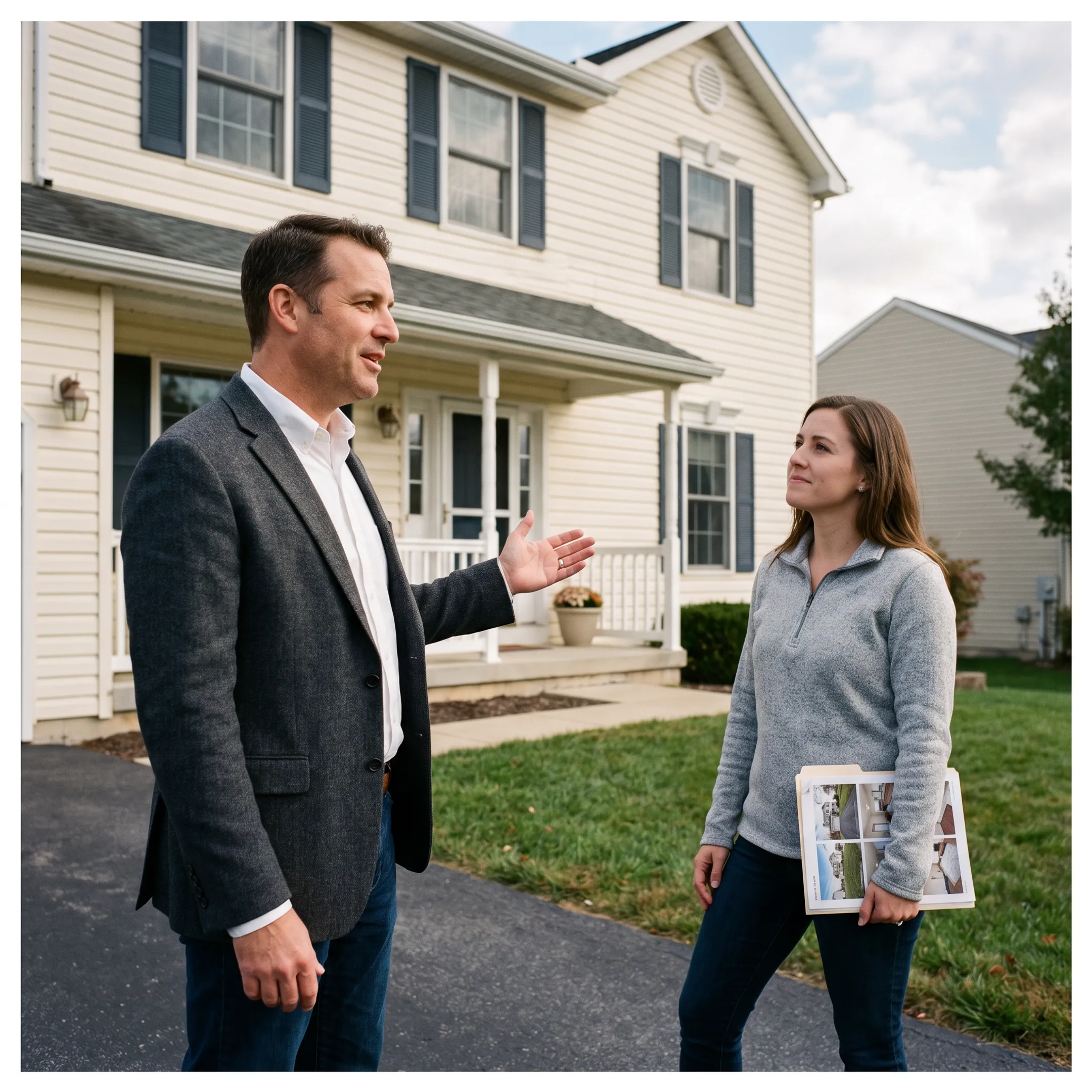 Real estate agent presenting a home for sale in Railroad, Pennsylvania