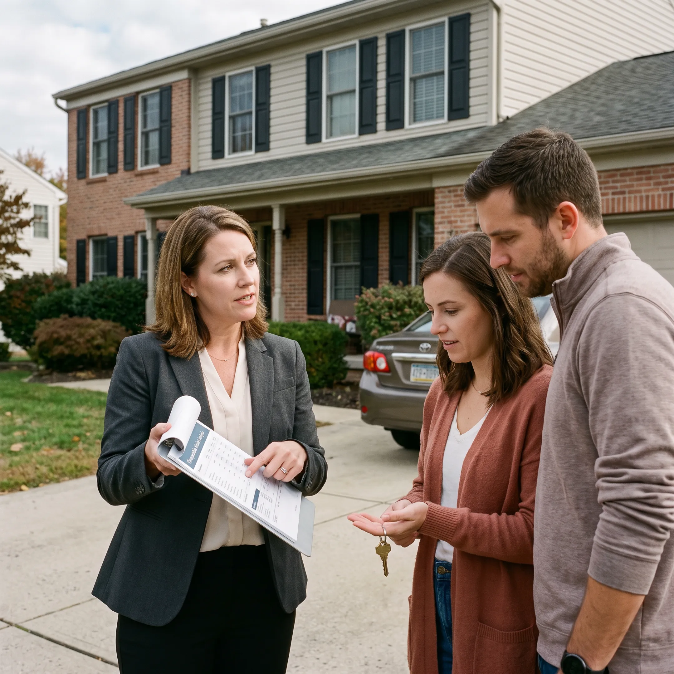 Real estate professional discussing a Pennsylvania home purchase with clients
