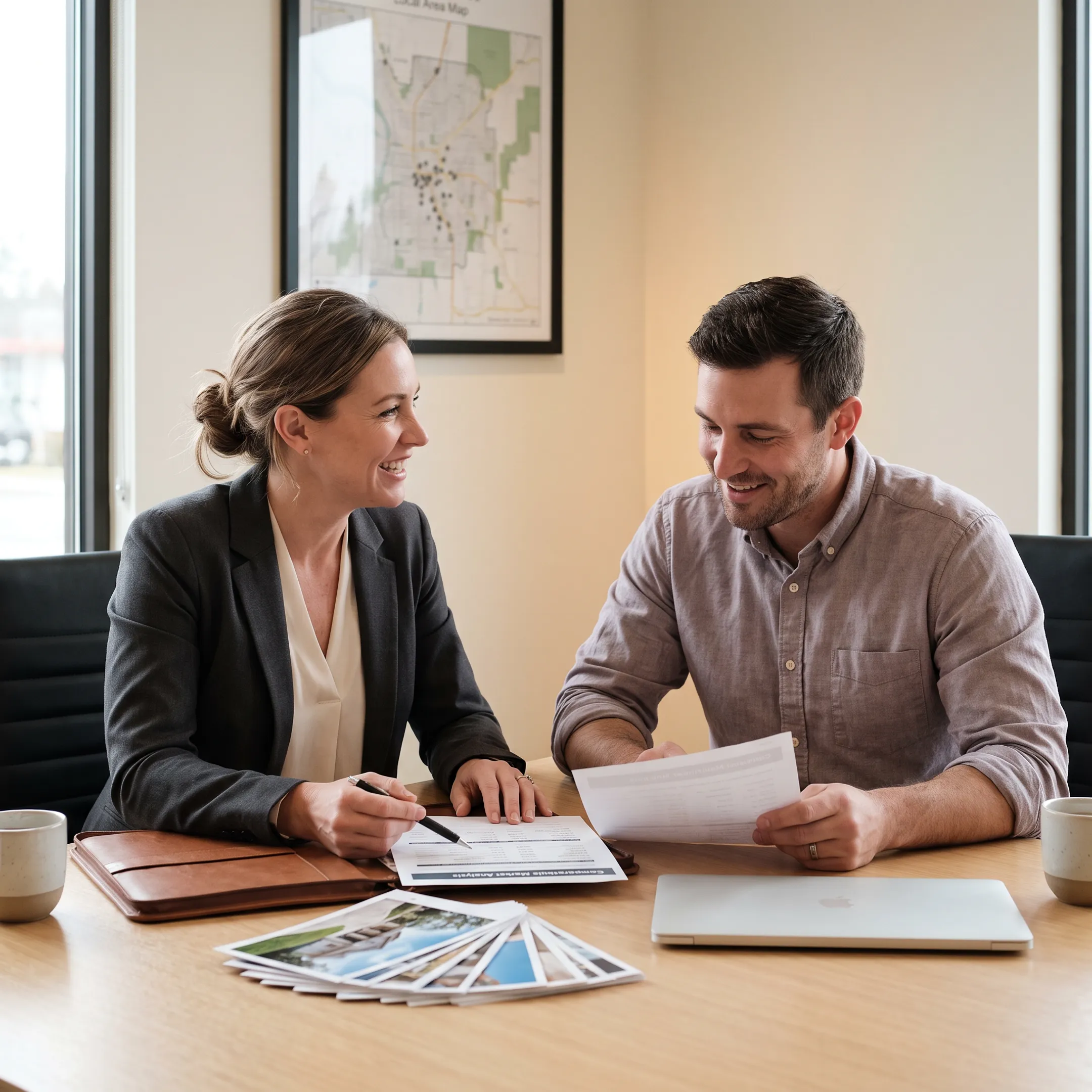 Real estate professional reviewing market information with a client