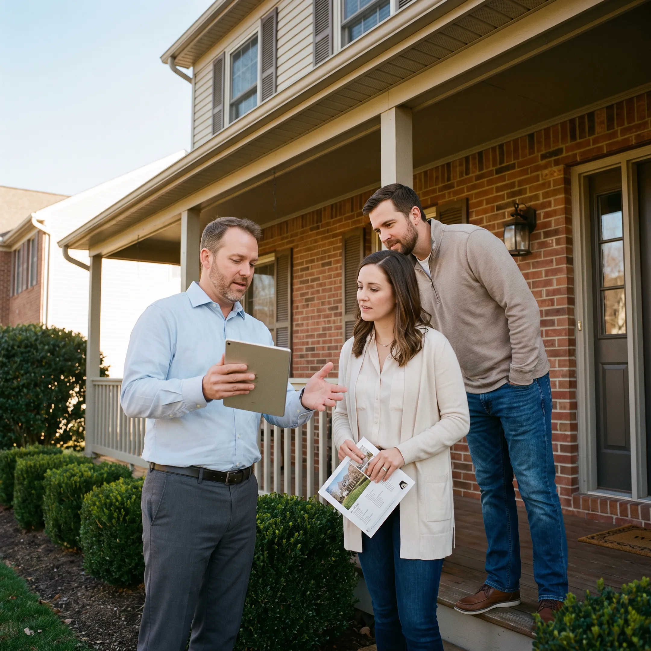 Real estate professional discussing a Pennsylvania home with clients