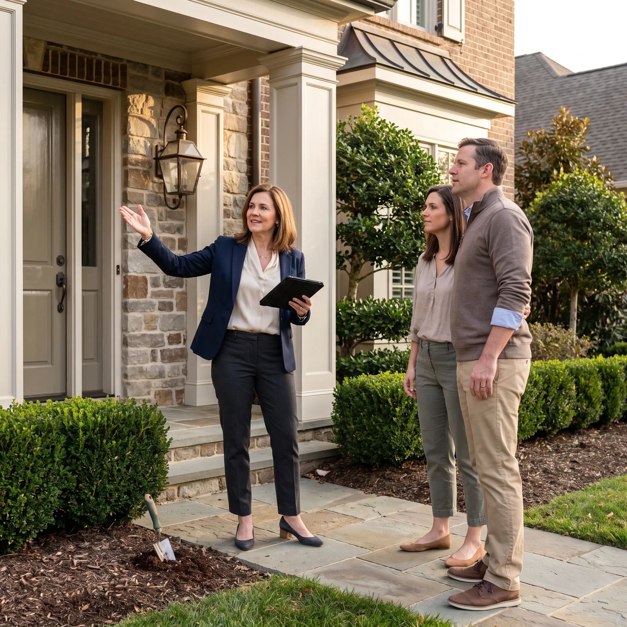 Luxury home exterior presented by a real estate agent