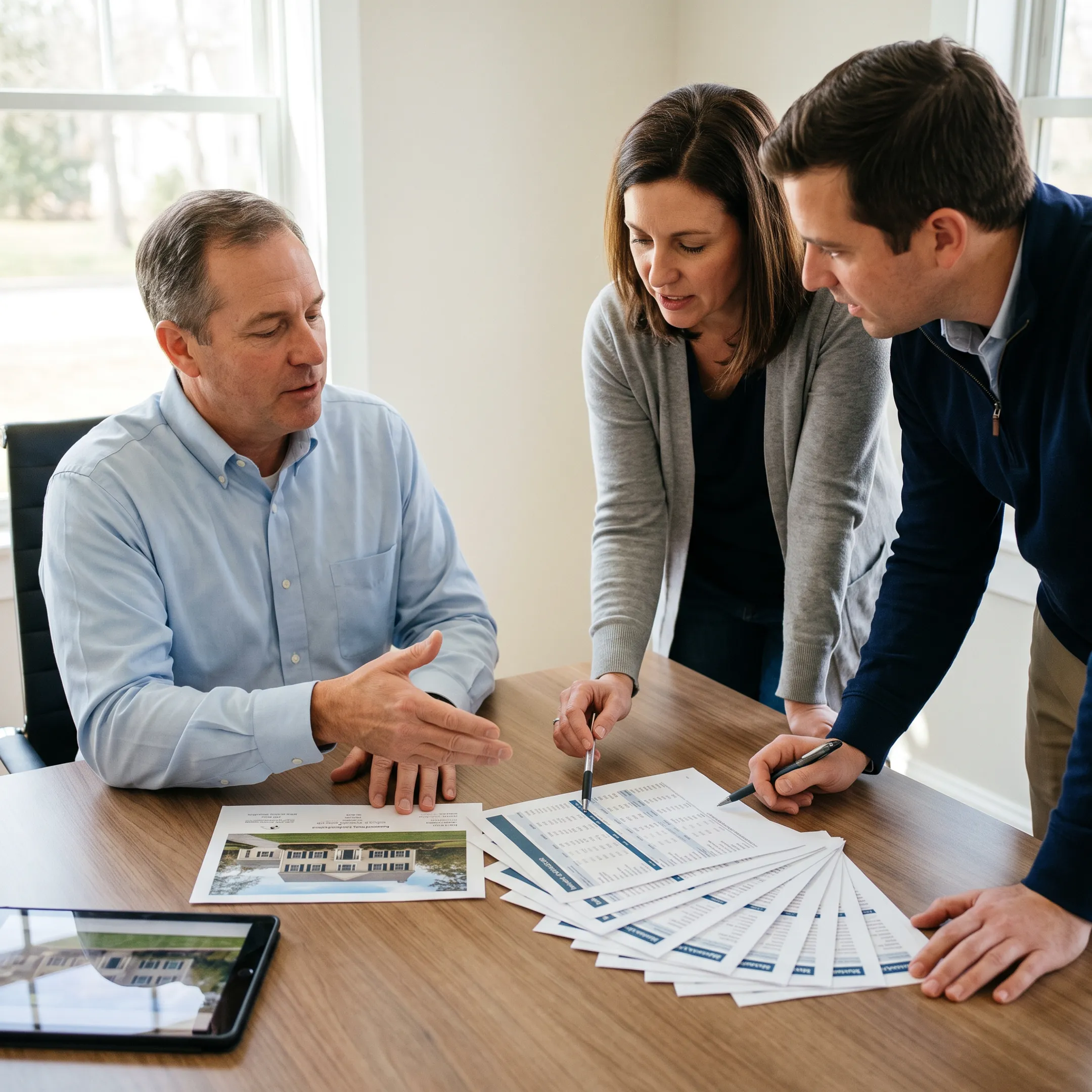 Real estate professional reviewing York County property information with clients